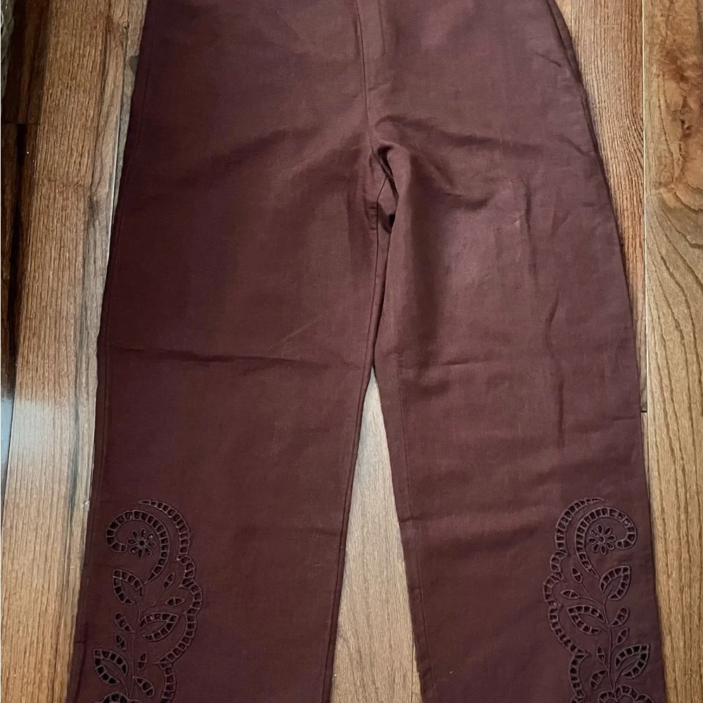 Sezane chocolate Fausto linen pants